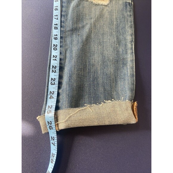 Abercrombie & Fitch Jeans 29 Patch Distressed Denim Raw Hem Mid Rise Boyfriend - Picture 8 of 12